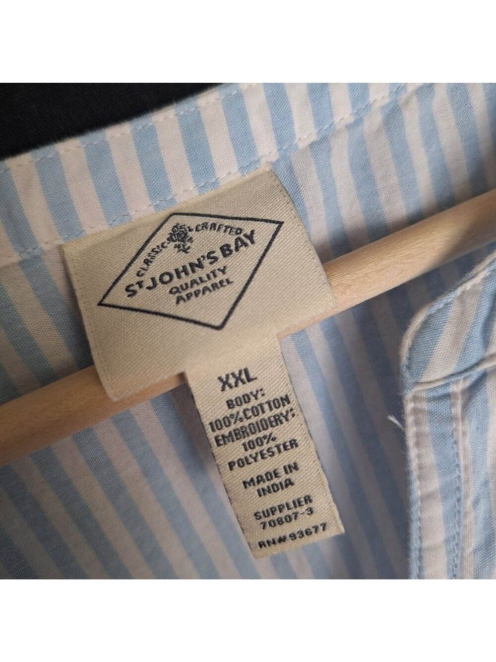💙 St. John's Bay Striped Eyelet Border Shirt Dress Size 2X Cotton Preppy Cottag - Picture 3 of 8